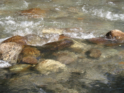 rocks in flowing stream